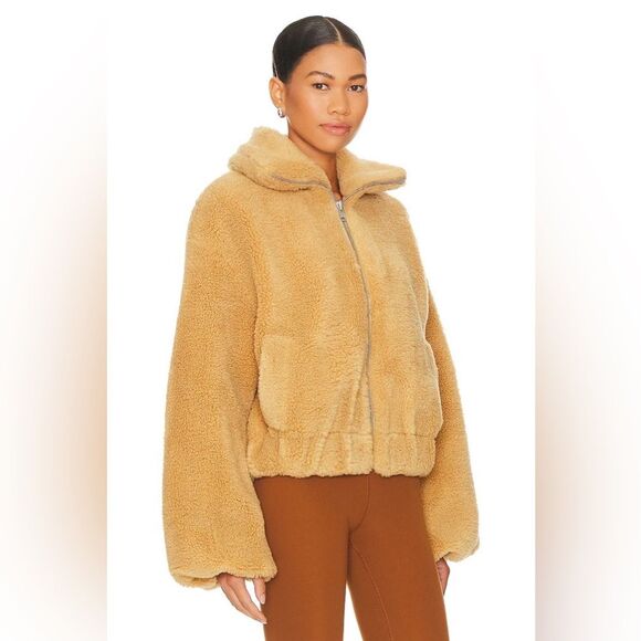 NWT Free People Get Cozy Teddy Full Zip Jacket in Camel Tan - Picture 8 of 12